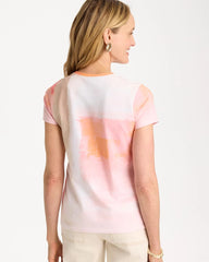 Cotton Stretch Watercolor Cap Sleeve Tee Calypso Coral - Chico's