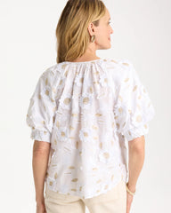 Cotton Metallic Applique Embroidered Top Alabaster - Chico's