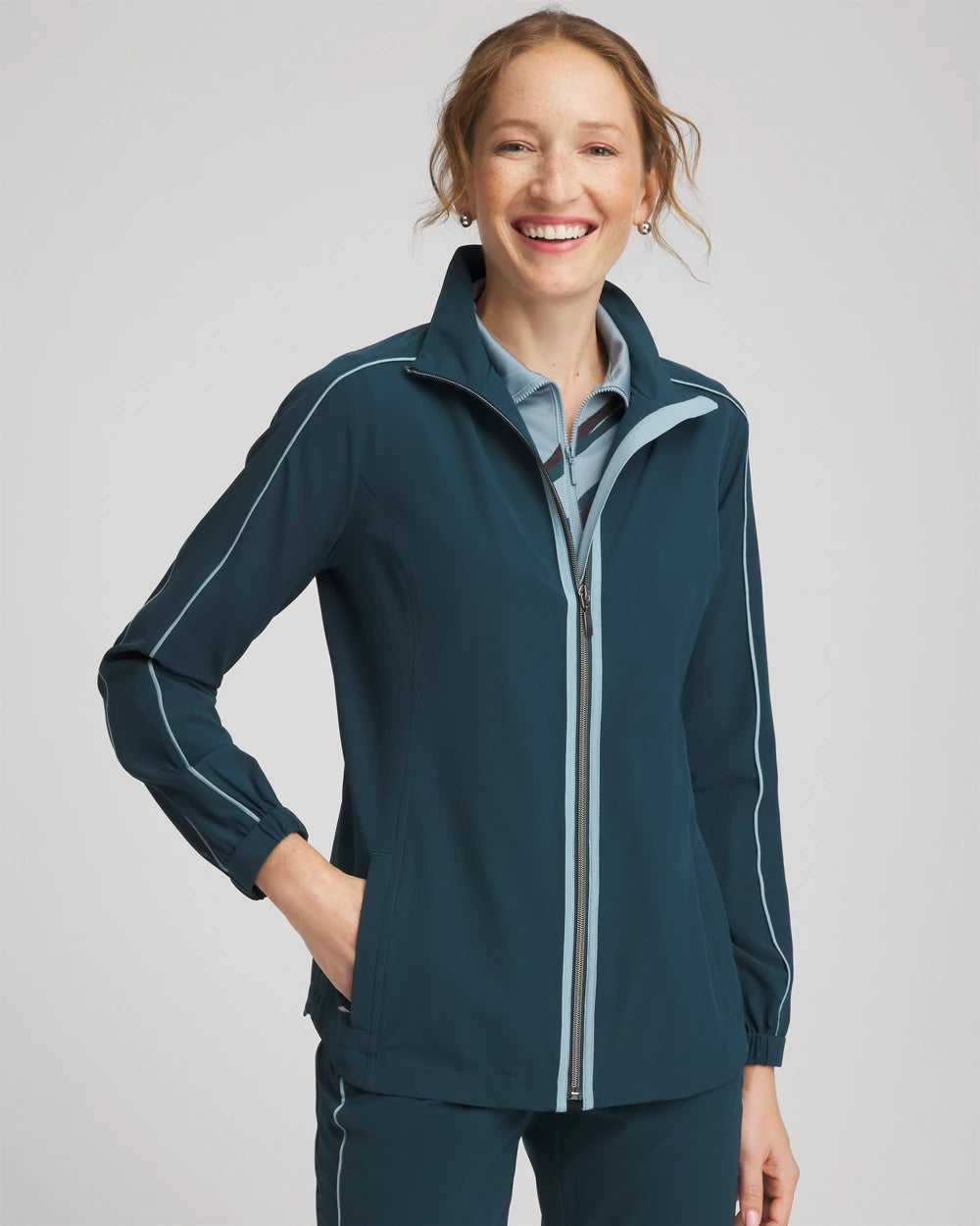 Zenergy® UPF Contrast Jacket Teal Shadow - Chico's
