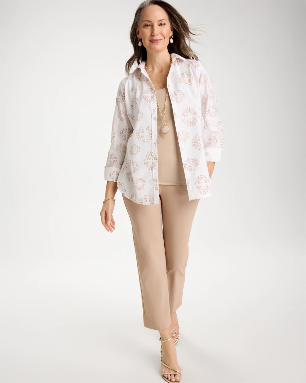 No Iron™ Stretch Stamped Shirt Optic White - Chico's