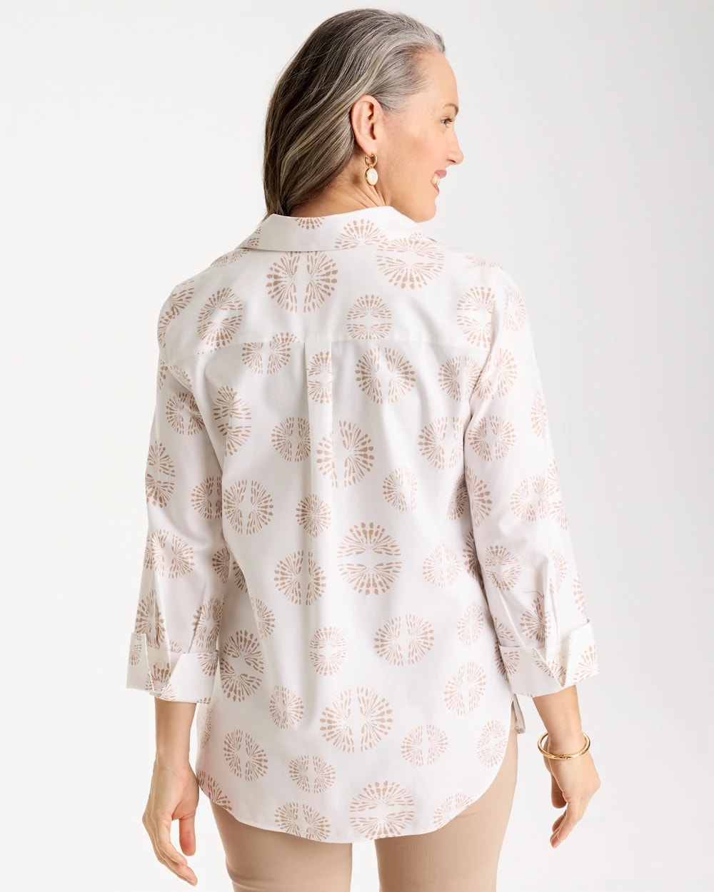 No Iron™ Stretch Stamped Shirt Optic White - Chico's