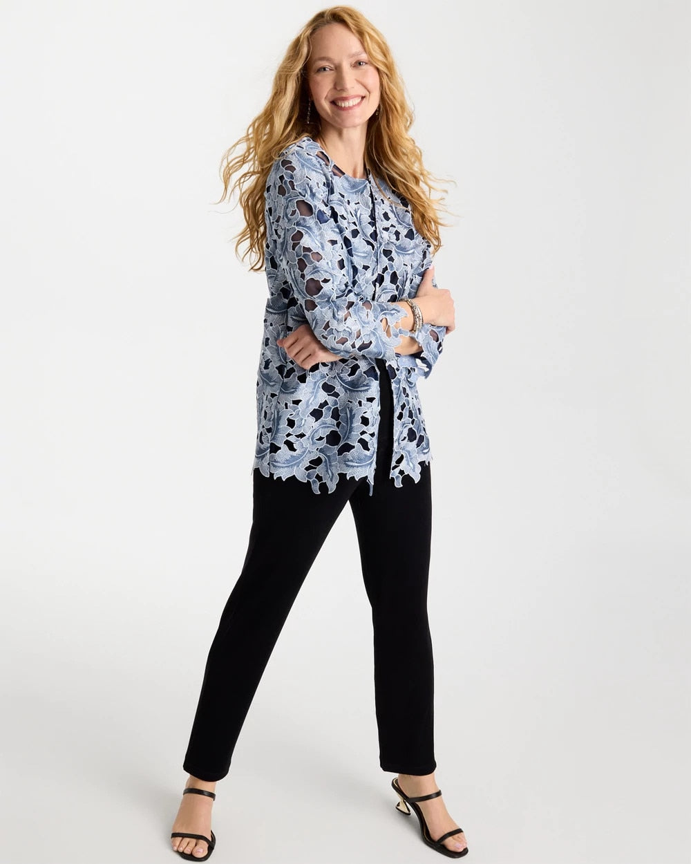 Travelers™ Collection Contrast Lined Lace Jacket Travelers India Ink - Chico's