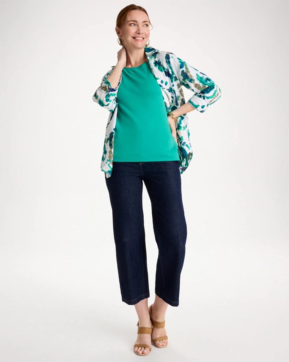 Pima Elbow Sleeve Tee Topanga Green - Chico's