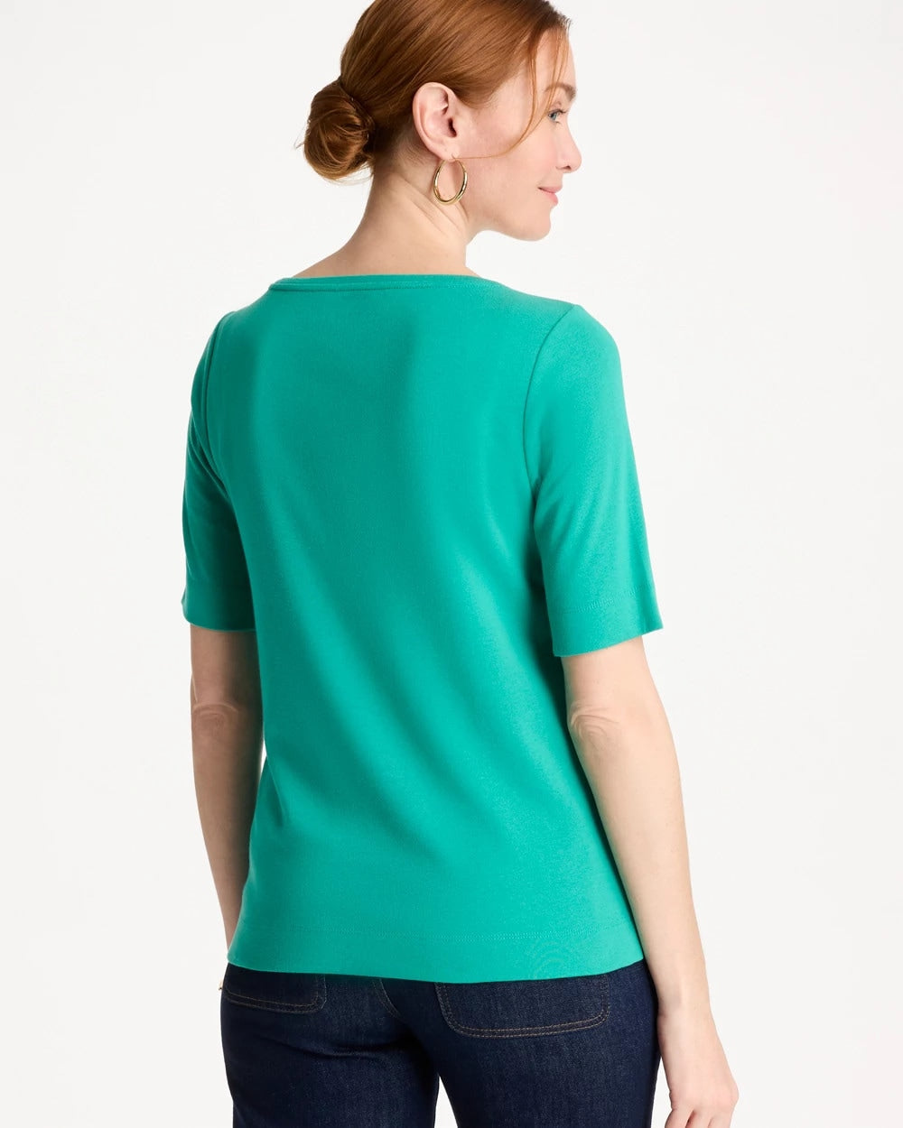 Pima Elbow Sleeve Tee Topanga Green - Chico's