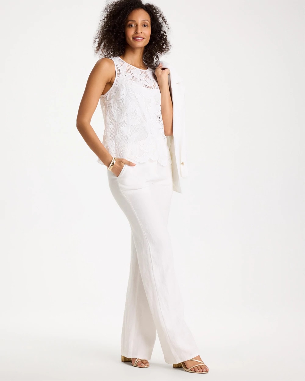 Petal Lace Applique Tank Alabaster - Chico's
