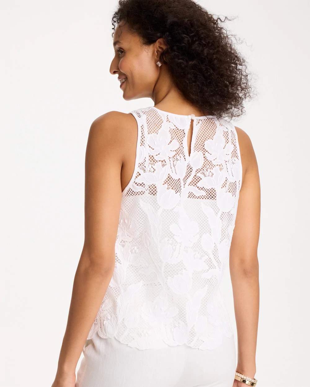 Petal Lace Applique Tank Alabaster - Chico's