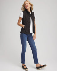 Rib Trim Quilted Vest Black - Chico's