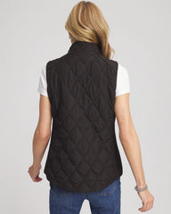 Rib Trim Quilted Vest Black - Chico's