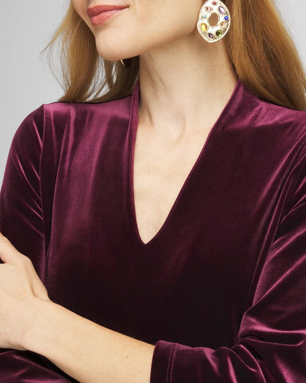 V-Neck Velour Midi Dress Deep Raisin - Chico's