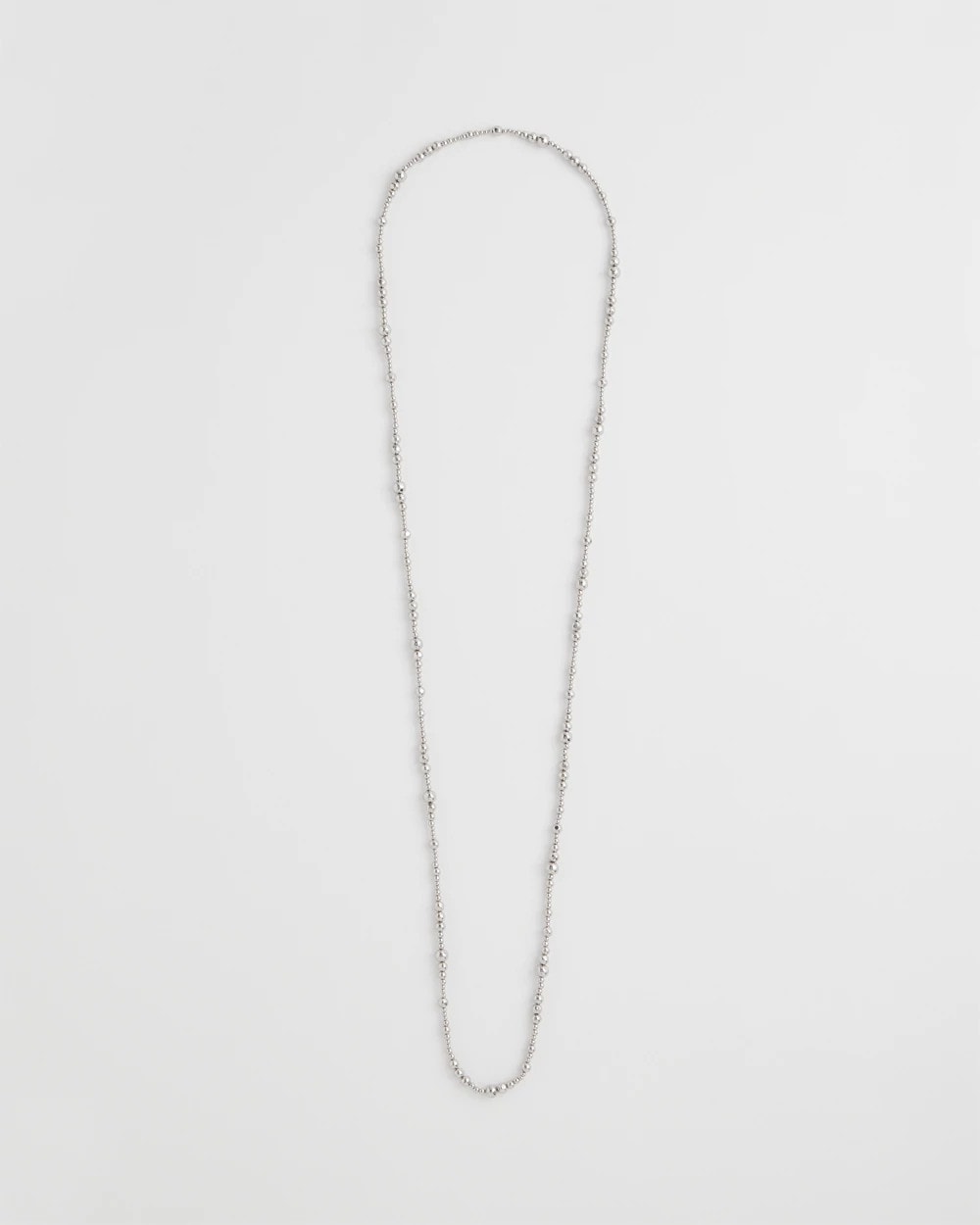 Silvertone Long Beaded Necklace Silver - Chico's
