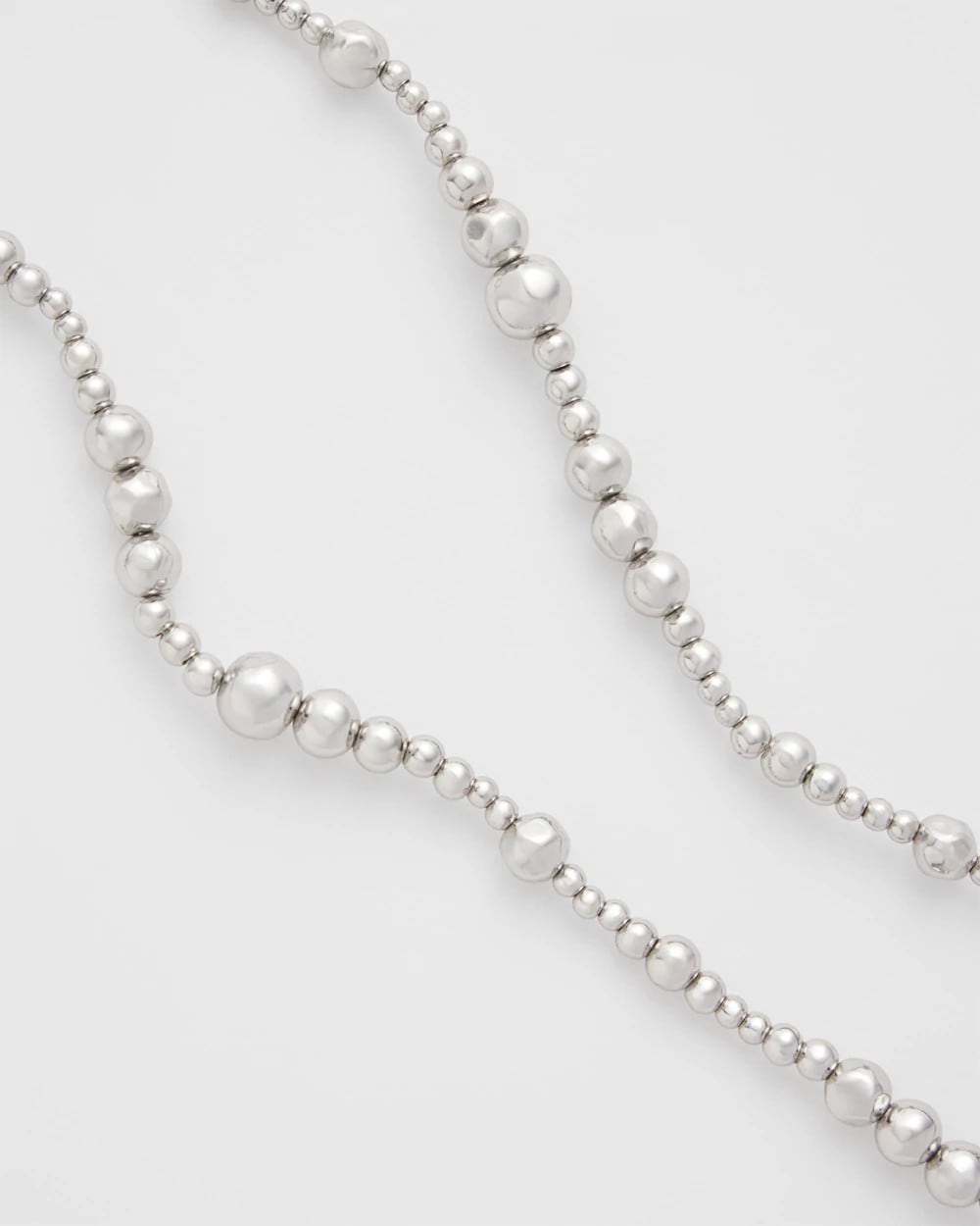 Silvertone Long Beaded Necklace Silver - Chico's