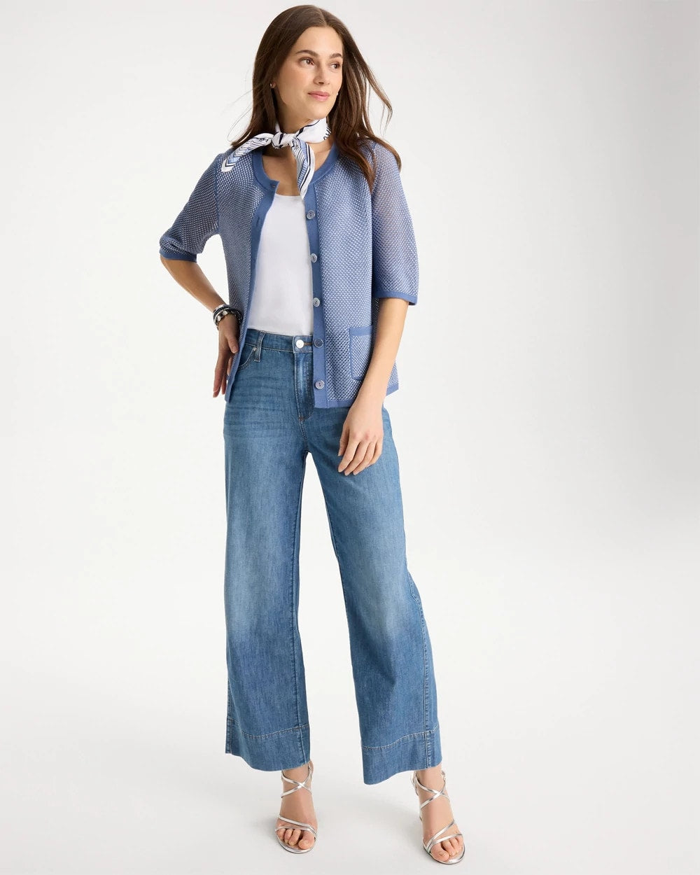 Mesh Lady Jacket Cardigan Blue Haven - Chico's