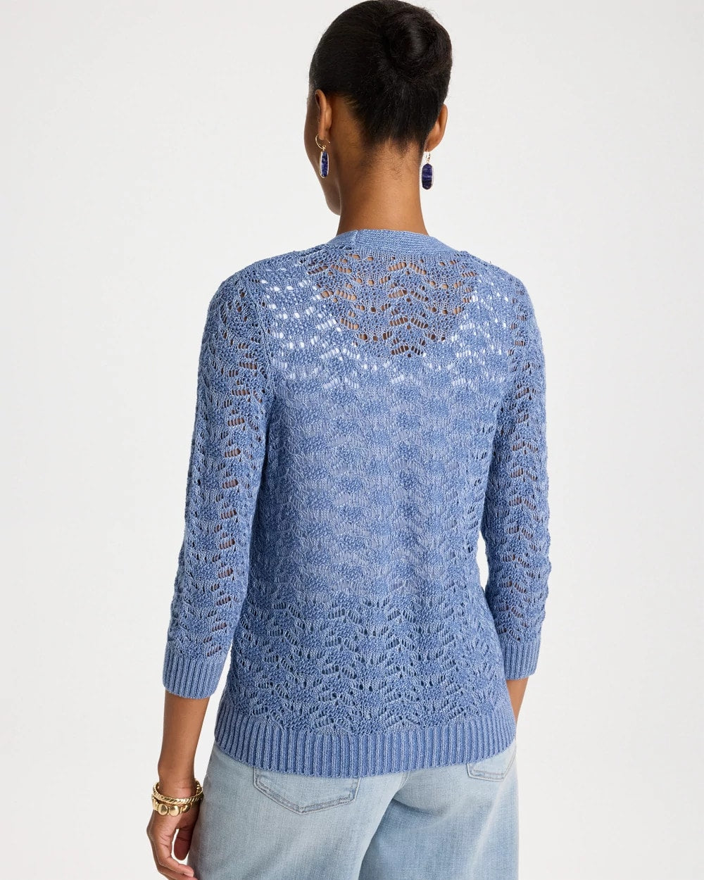 Crochet Knit Pointelle Cardigan Denim - Chico's