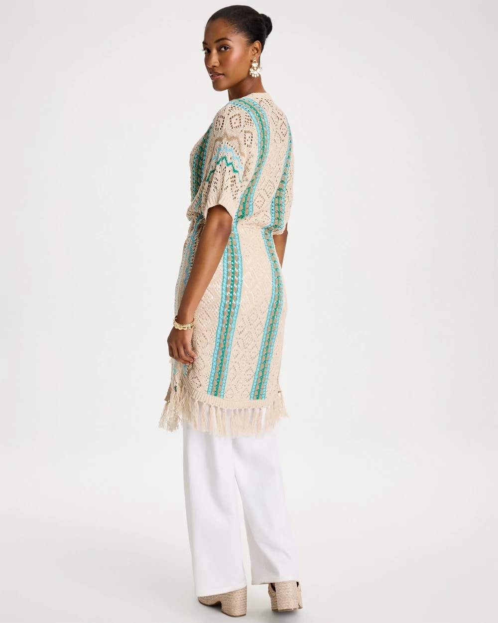 Rainbow Crochet Pointelle Vest Bondi Blue - Chico's