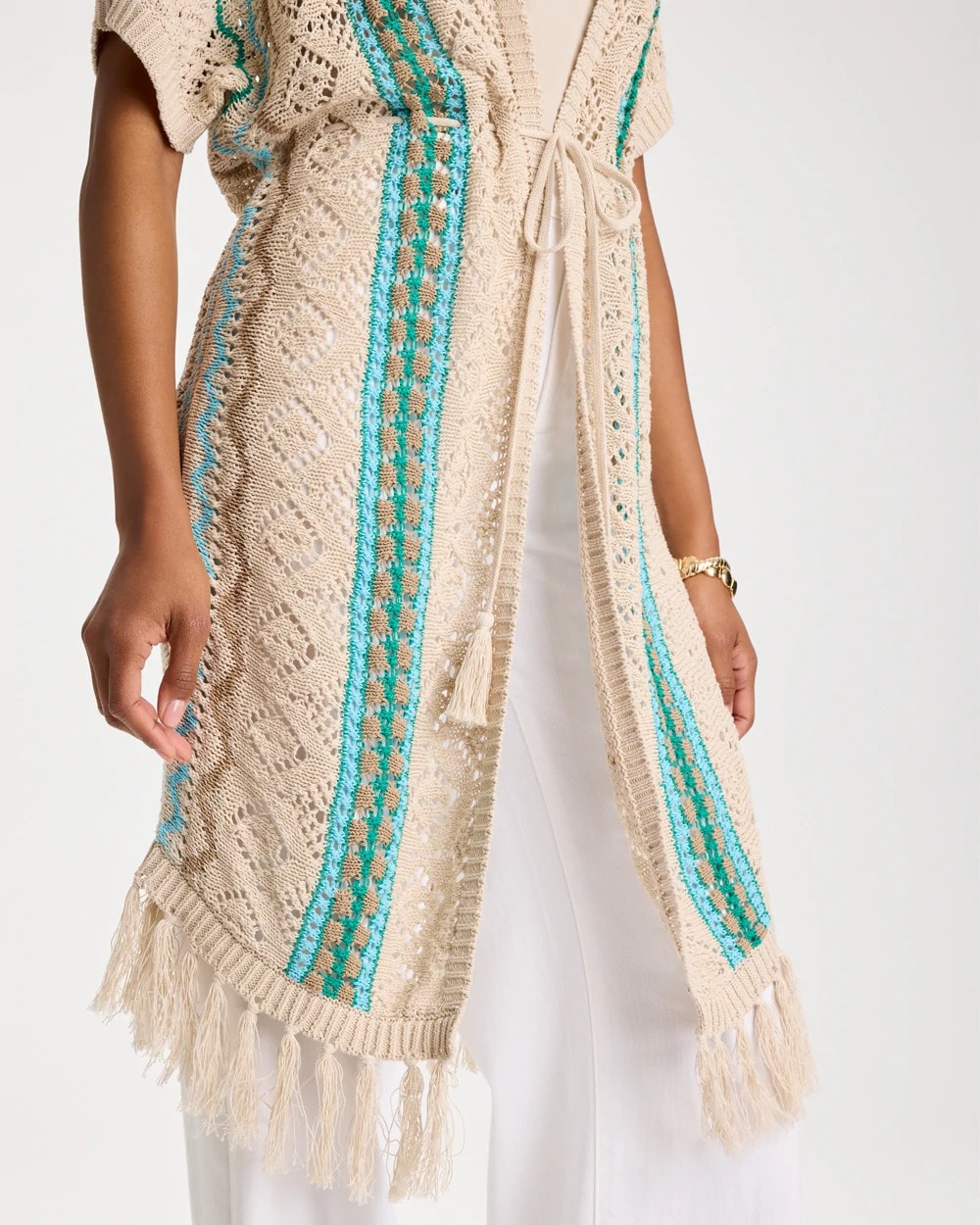 Rainbow Crochet Pointelle Vest Bondi Blue - Chico's
