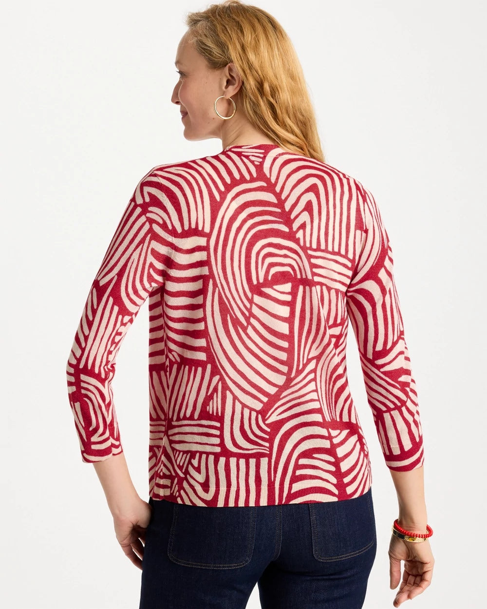 Geo Summer Romance Cardigan Cherry Lush - Chico's