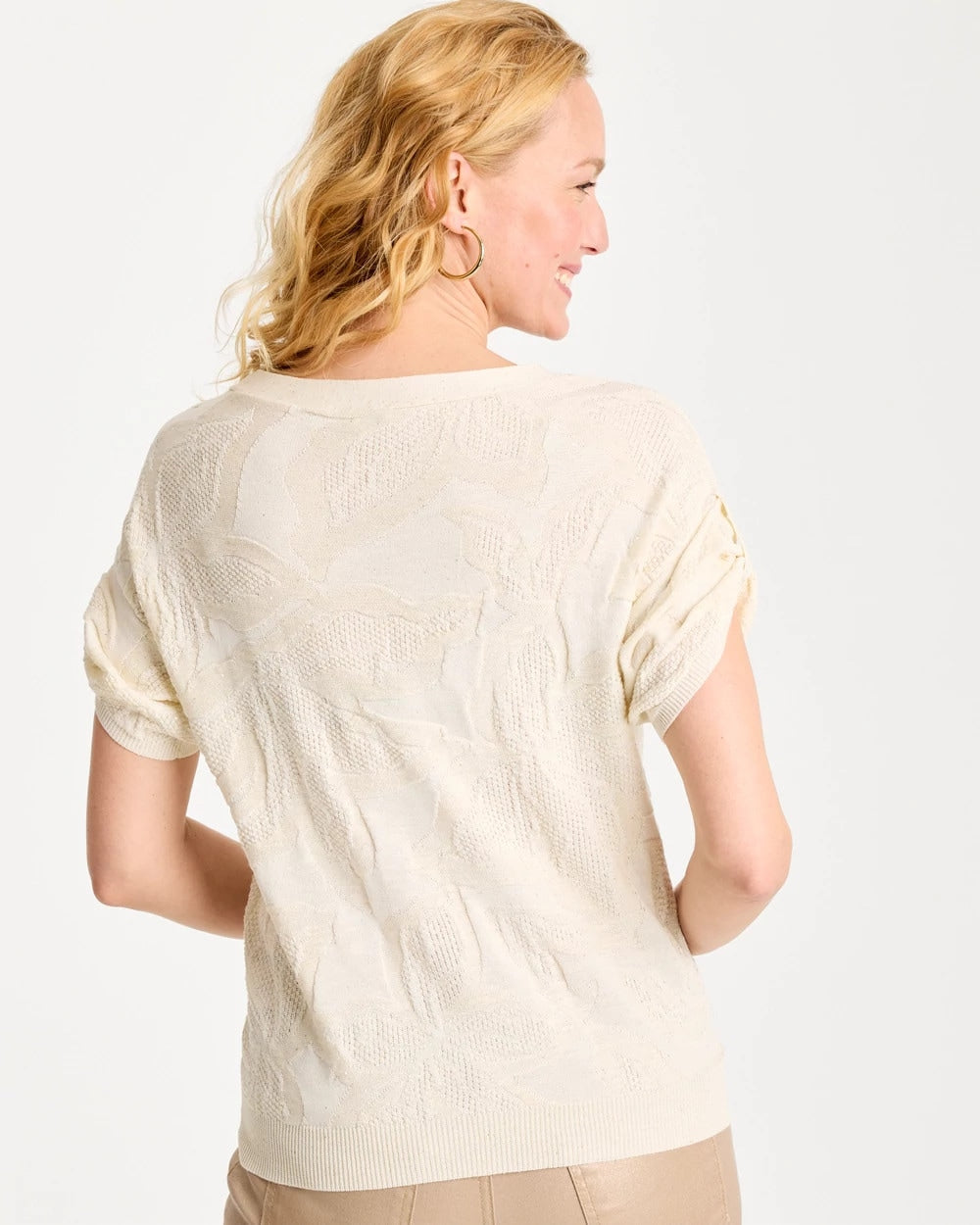 Floral Jacquard Dolman Pullover Sweater Natural Cream - Chico's