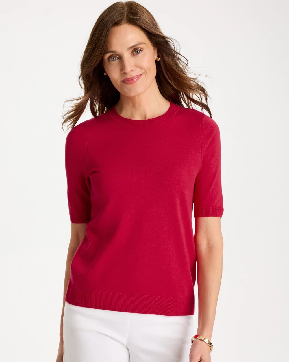 Ella Short-Sleeve Sweater Cherry Lush - Chico's