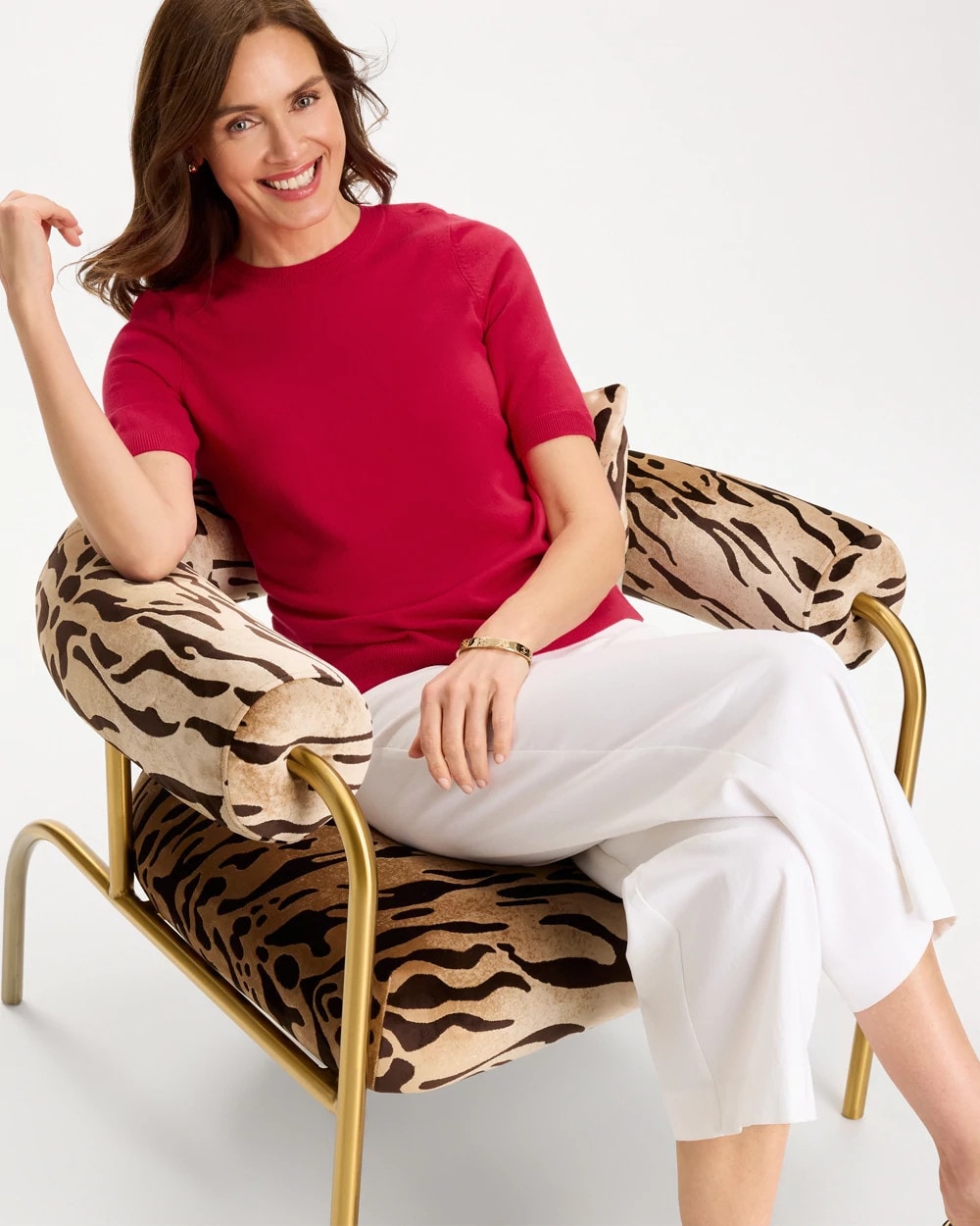 Ella Short-Sleeve Sweater Cherry Lush - Chico's