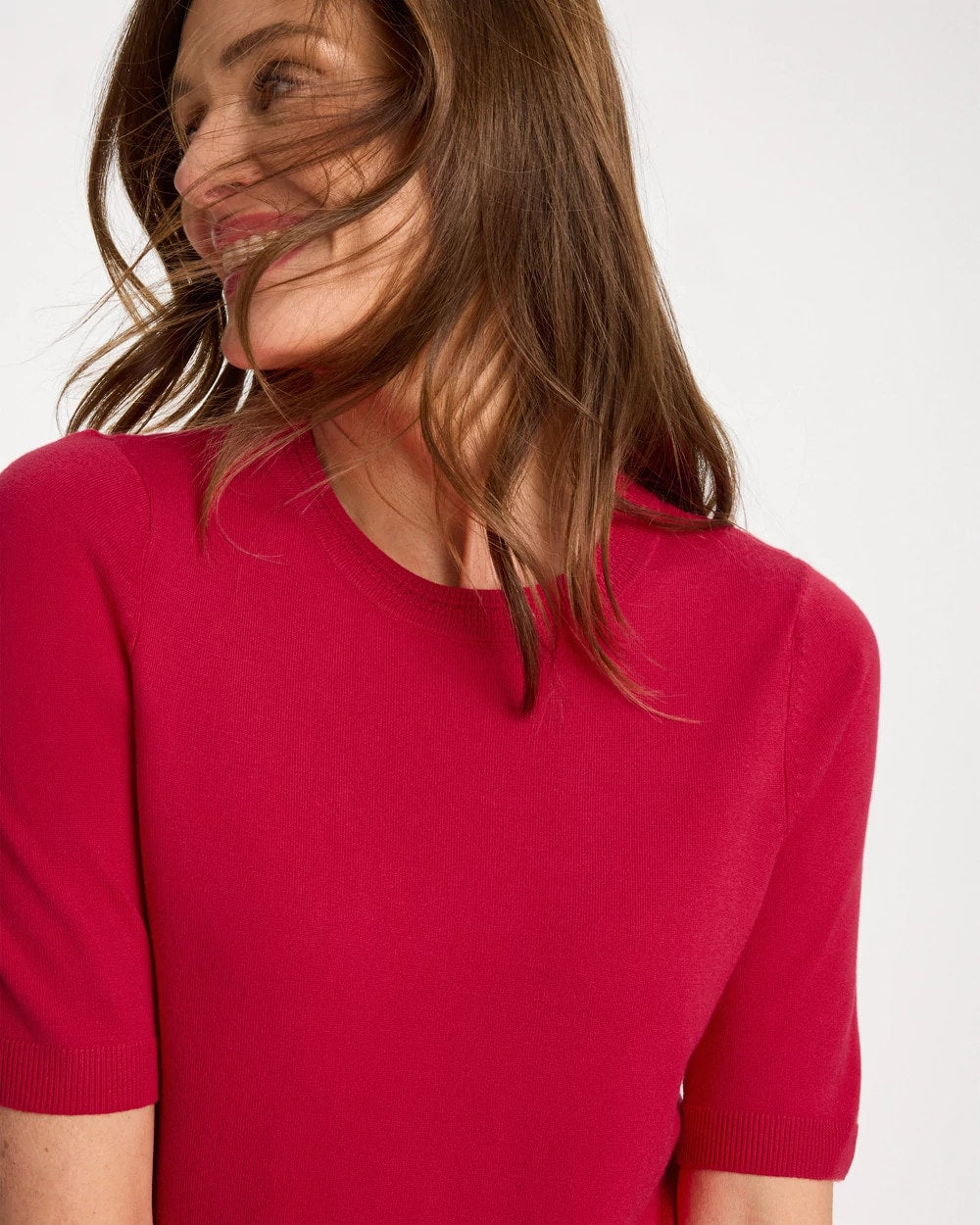 Ella Short-Sleeve Sweater Cherry Lush - Chico's