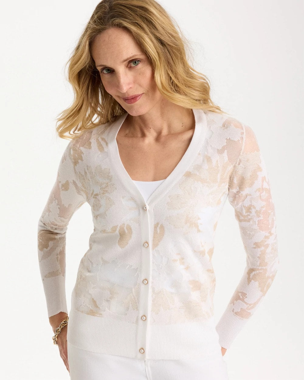 Burnout Button-Front Cardigan Alabaster - Chico's
