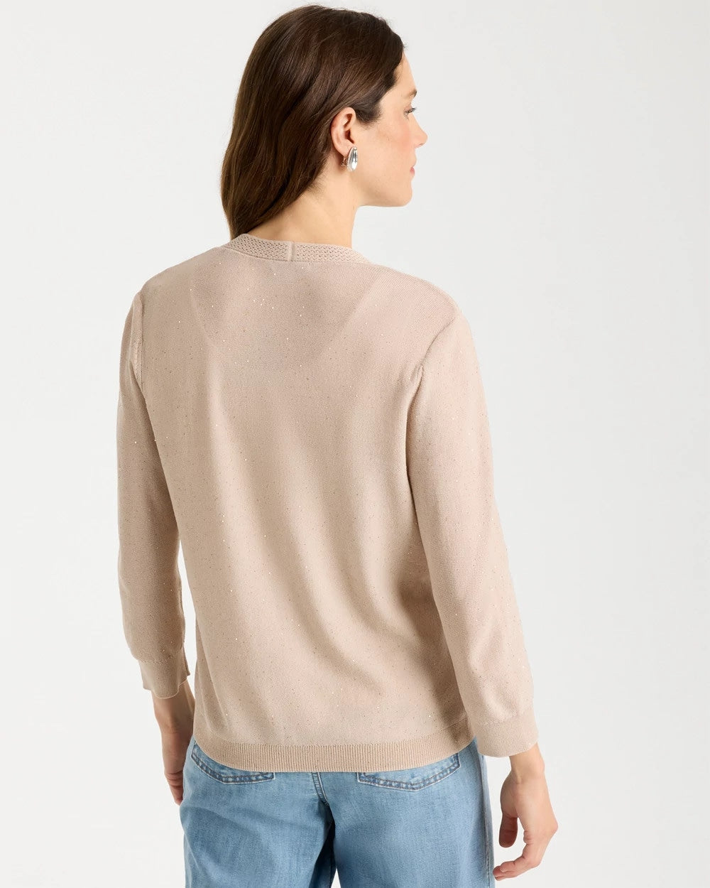 Sequined Summer Romance Cardigan Smokey Taupe - Chico's