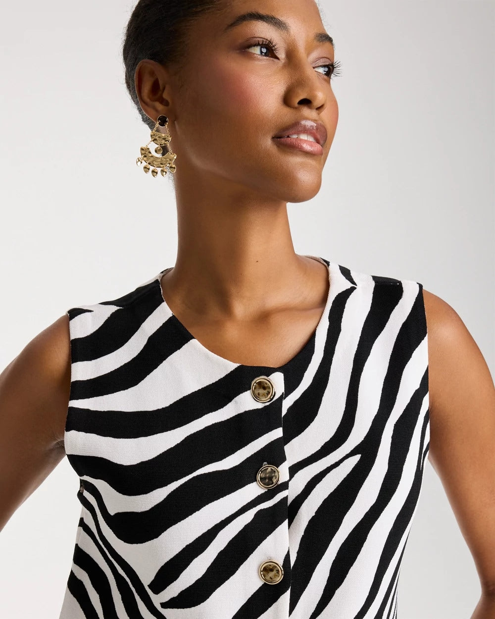 Zebra Refined Crewneck Sweater Vest Black - Chico's