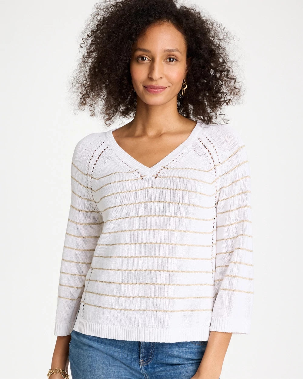 Metallic Striped Pullover Sweater Alabaster - Chico's