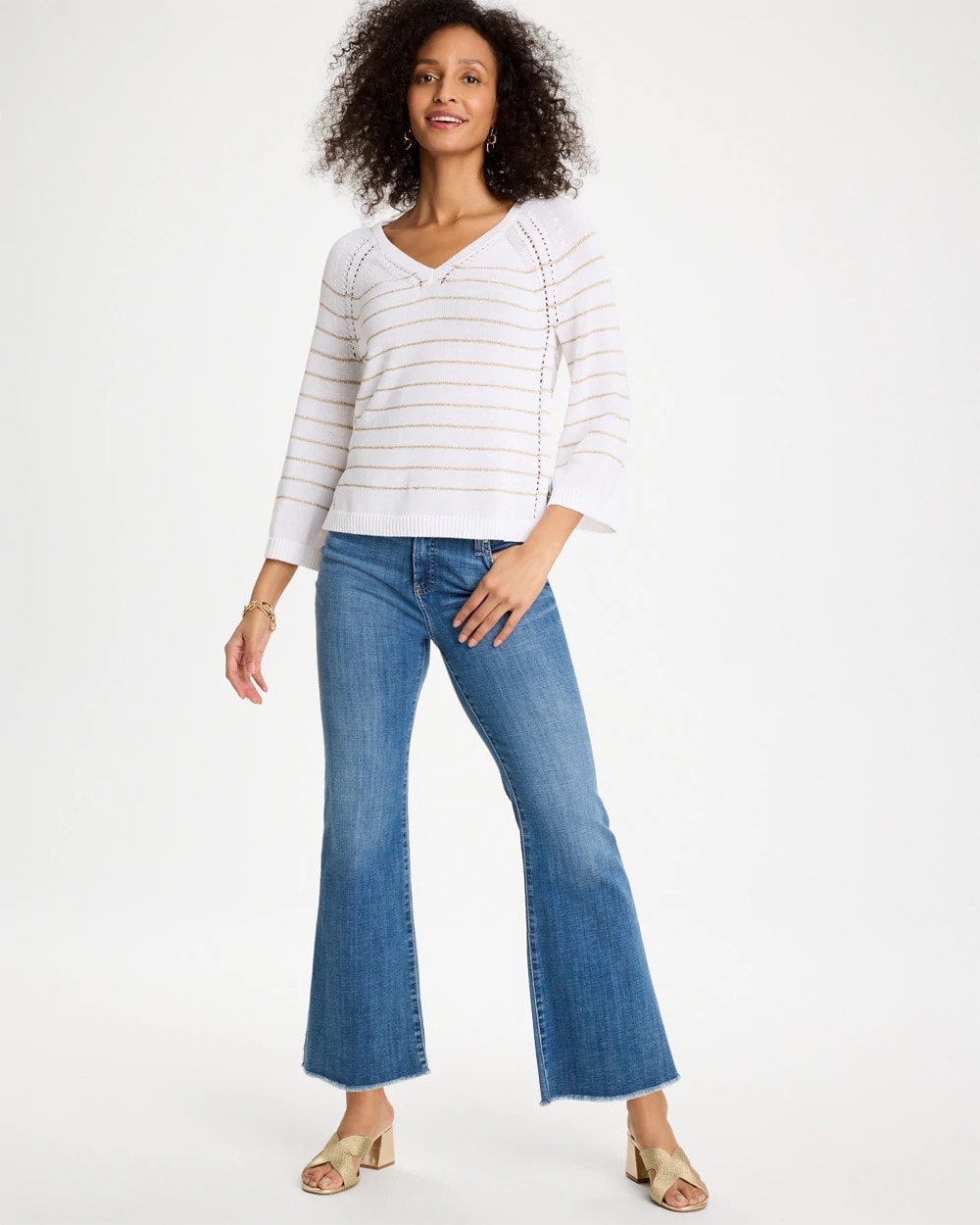 Metallic Striped Pullover Sweater Alabaster - Chico's
