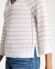 Metallic Striped Pullover Sweater Alabaster - Chico's