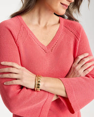 Cotton-Blend Pullover Sweater Calypso Coral - Chico's