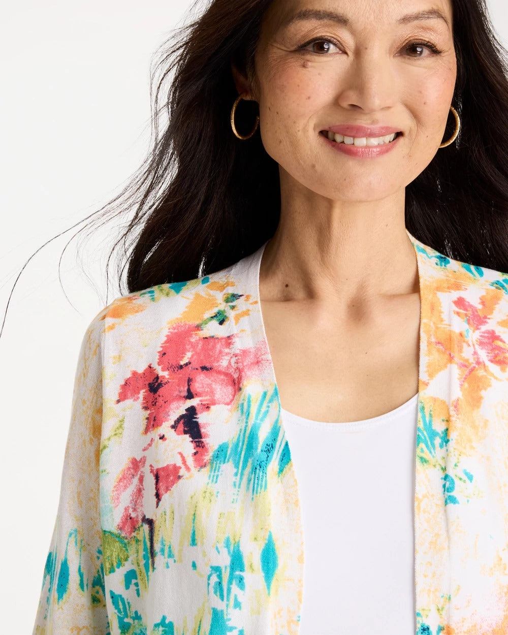 Printed Summer Romance Cardigan Calypso Coral - Chico's