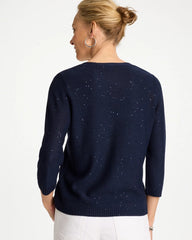 Stitchy Sequin V-Neck Cardigan Passport Blue - Chico's