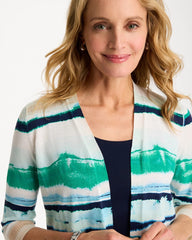 Grotto Striped Summer Romance Cardigan Green Clover - Chico's