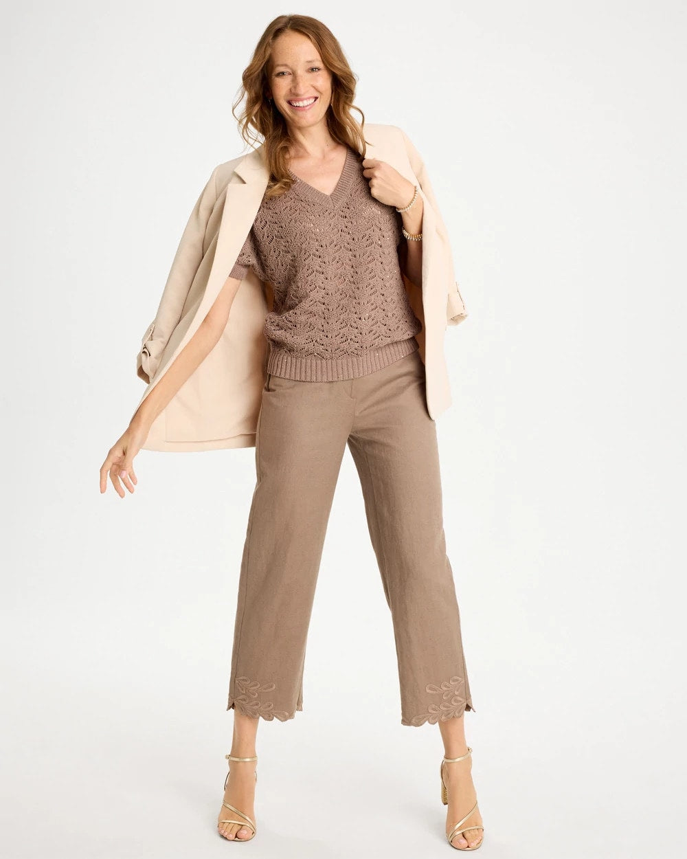 Sequin Pointelle Pullover Topaz Smoke - Chico's