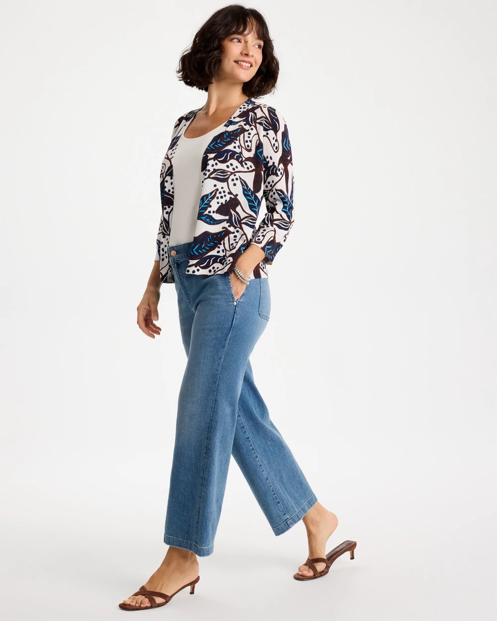 Printed Summer Romance Cardigan Deep Brown - Chico's
