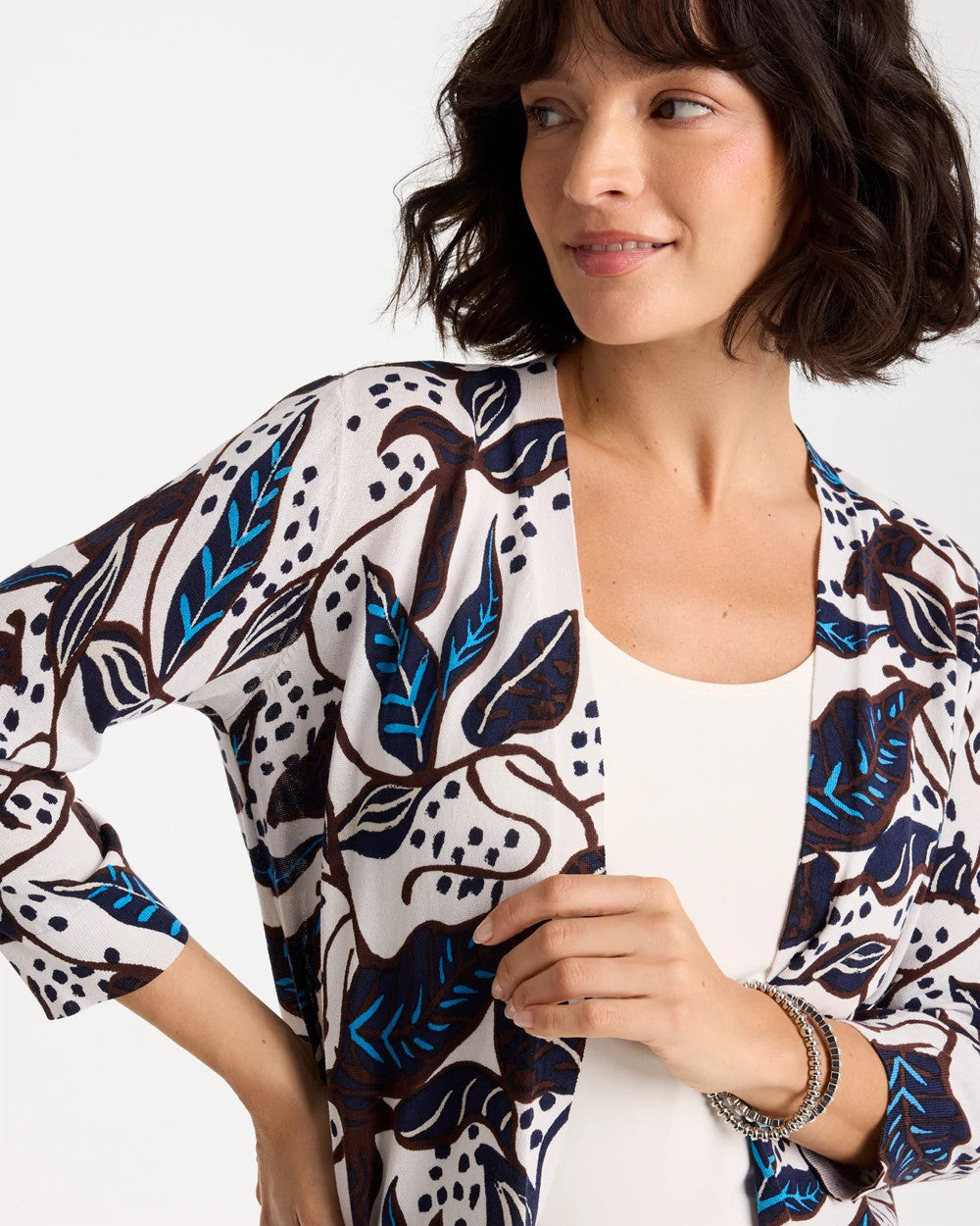 Printed Summer Romance Cardigan Deep Brown - Chico's