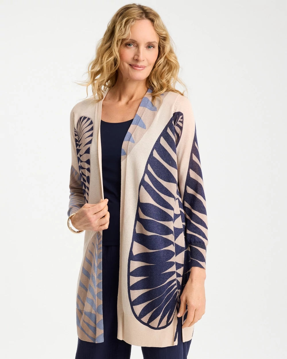 Long Leaf Print Summer Romance Cardigan Ecru - Chico's