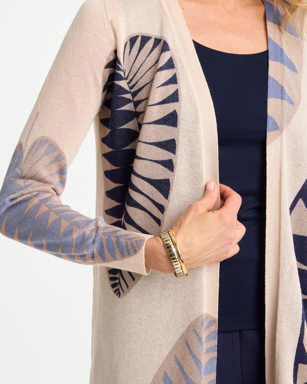 Long Leaf Print Summer Romance Cardigan Ecru - Chico's