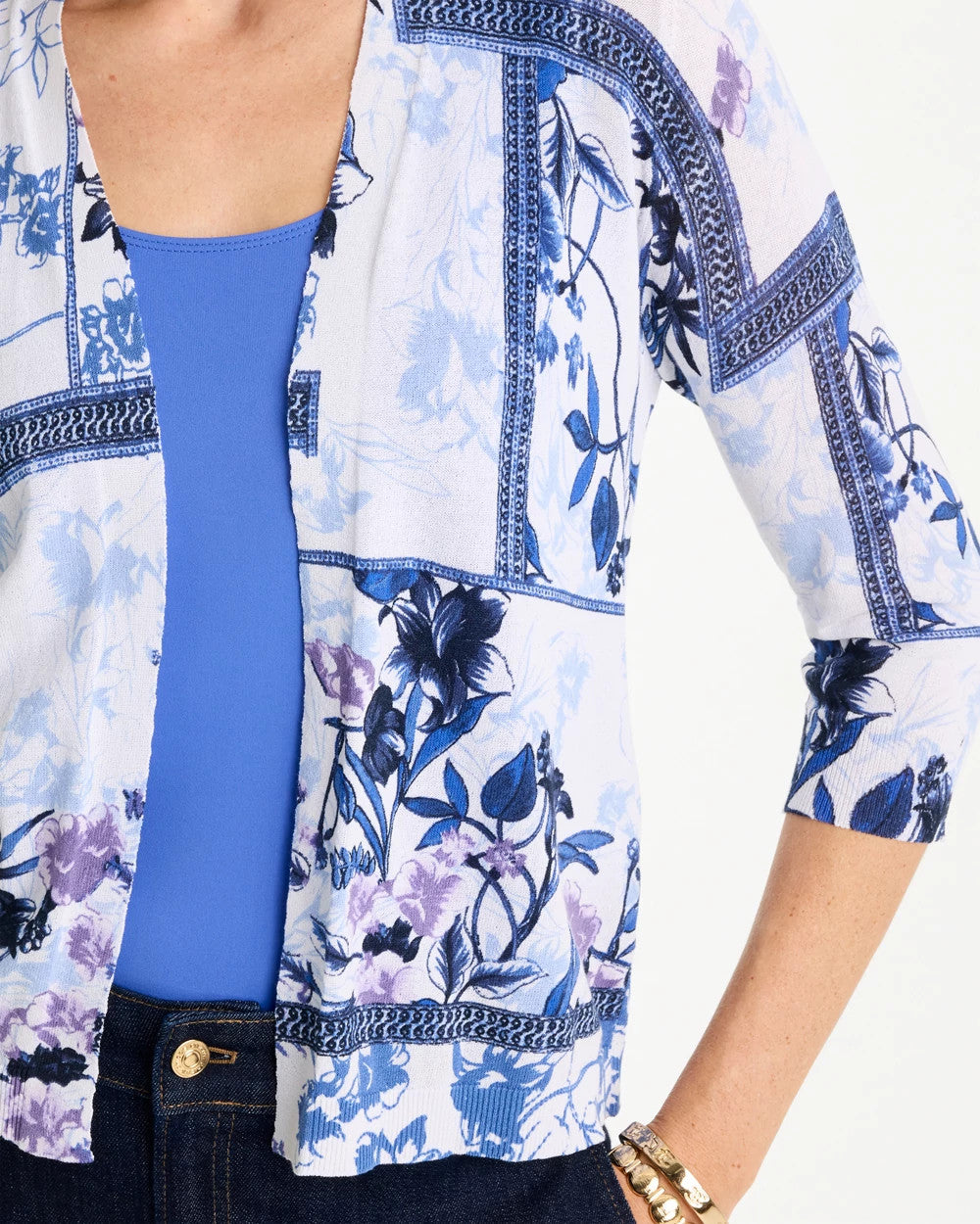 Summer Romance Botanical Cardigan Alabaster - Chico's