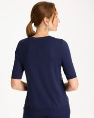 Ella Short-Sleeve Floral Sweater Passport Blue - Chico's