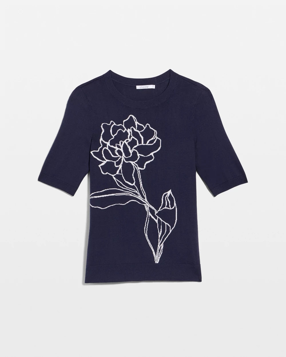 Ella Short-Sleeve Floral Sweater Passport Blue - Chico's