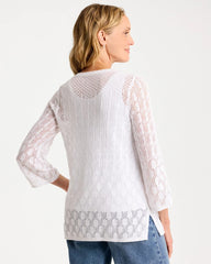 Cotton-Linen Lace Notch-Neck Sweater Alabaster - Chico's