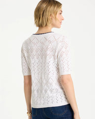 Pointelle Blanket-Stitch Pullover Sweater Alabaster - Chico's