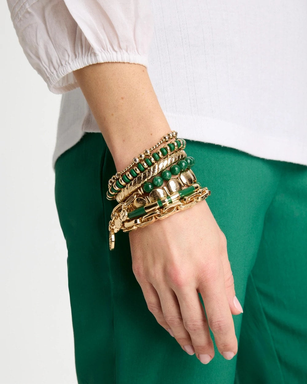 Green Enamel Hinge Bangle Green - Chico's