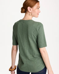 Cotton Slub V-Neck Tee Kelp Forest - Chico's