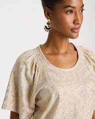 Cotton Foiled Shirred Tee Smokey Taupe - Chico's