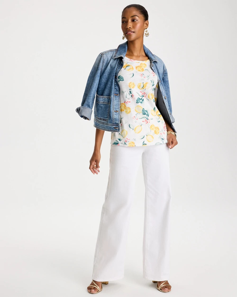 Cotton Slub Printed Tee Limon - Chico's