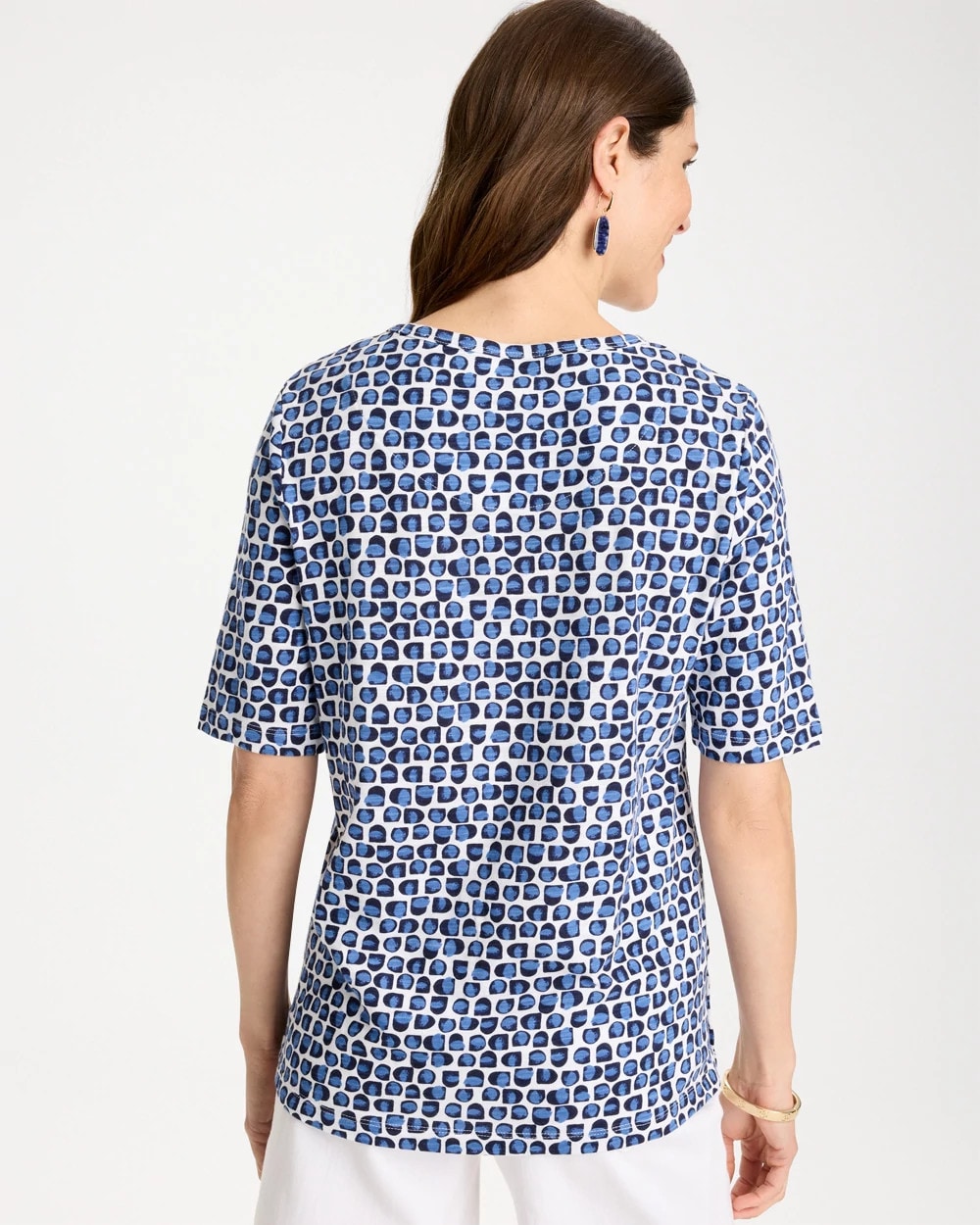 Cotton Slub Printed Tee Passport Blue - Chico's