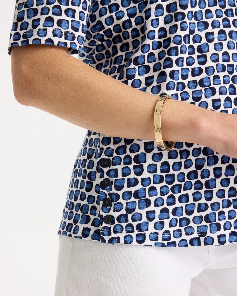 Cotton Slub Printed Tee Passport Blue - Chico's